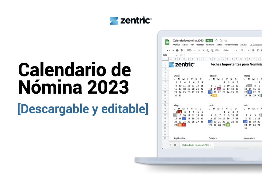 calendario de nómina 2023 - Zentric